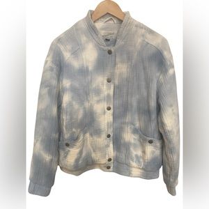 Universal Thread Bomber Jacket Tie Dye Women’s Size Medium Blue/white